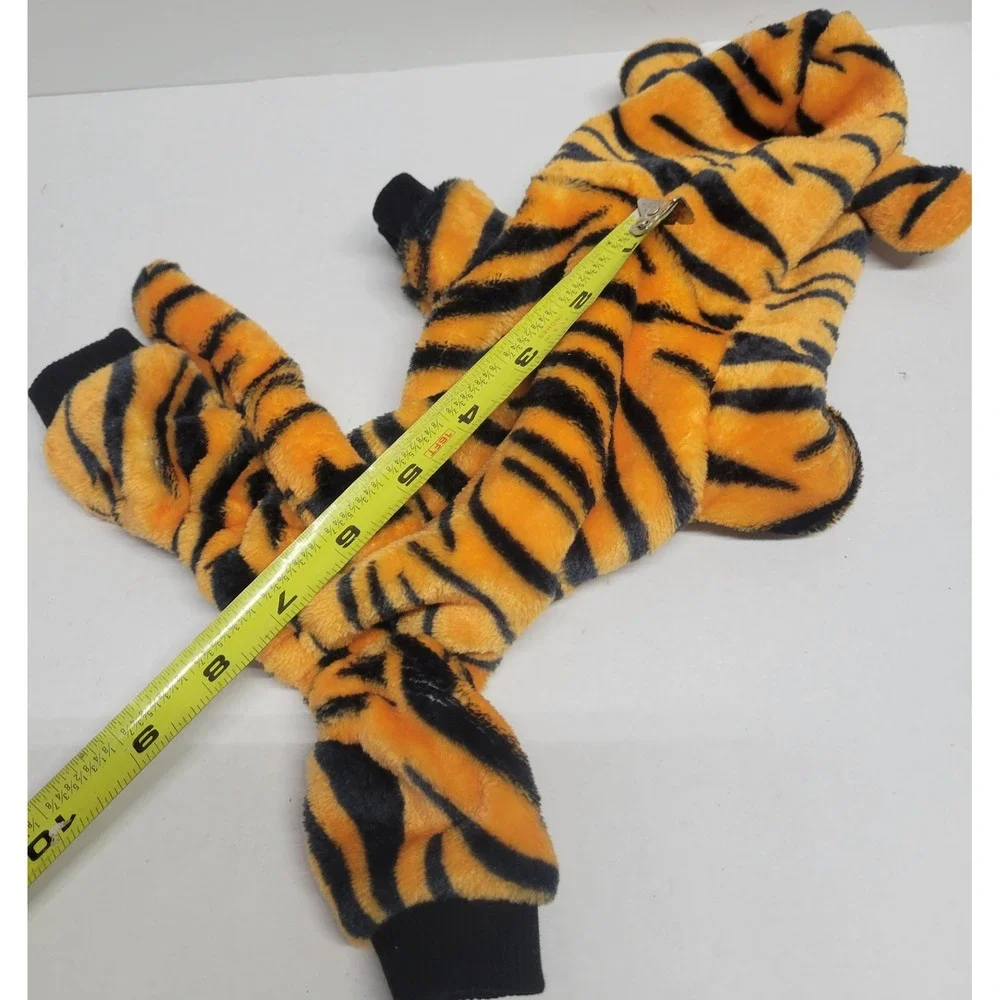 Tiger Pet‎ Costume Hooded Plush Striped Dog Cat Jumpsuit Orange Black XS